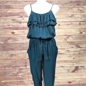 American Eagle Navy and Turquoise Printed Jumpsuit